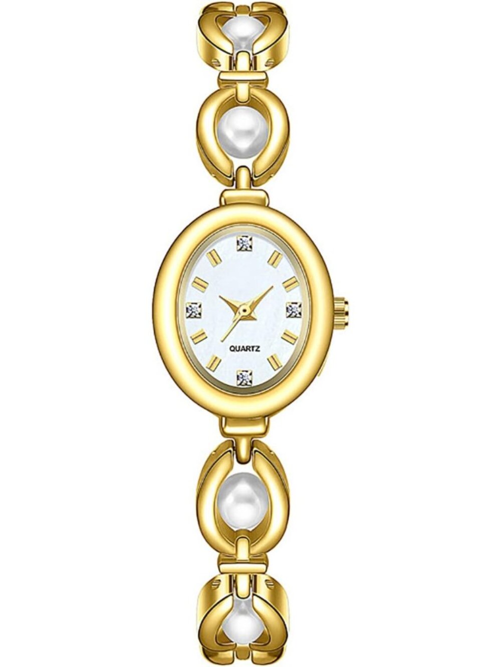 Elegant Pearl Women's Dress Watch - Fashion Oval Dial, Waterproof Gift Timepiece